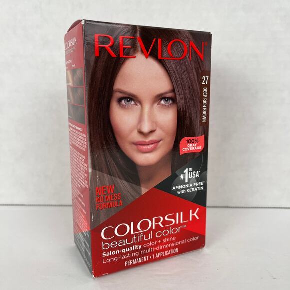Revlon Colorsilk Hair Color Permanent 27 Deep Rich Brown Ammonia Free Keratin - Picture 1 of 6